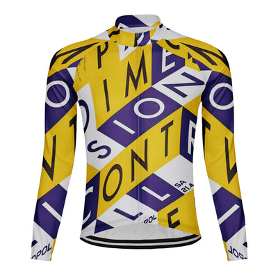 Customized Color Collision Geometric Rhythm Men's Winter Thermal Fleece Cycling Jersey Long Sleeve