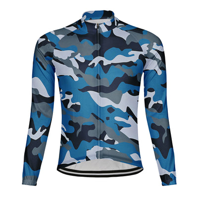Customized Camouflage Color Men's Winter Thermal Fleece Cycling Jersey Long Sleeve