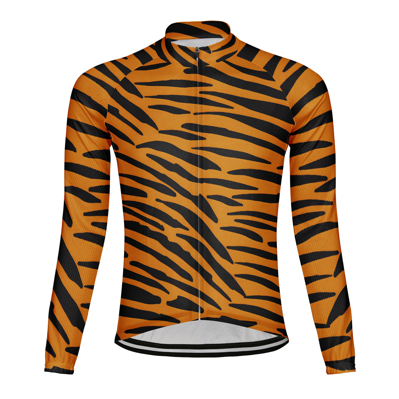 Customized Leopard Print Men's Winter Thermal Fleece Cycling Jersey Long Sleeve