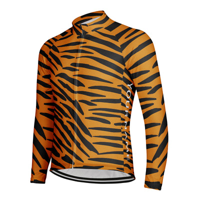 Customized Leopard Print Men's Cycling Jersey Long Sleeve