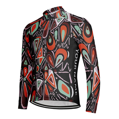 Customized Color Blocking Printing Pattern Men's Cycling Jersey Long Sleeve