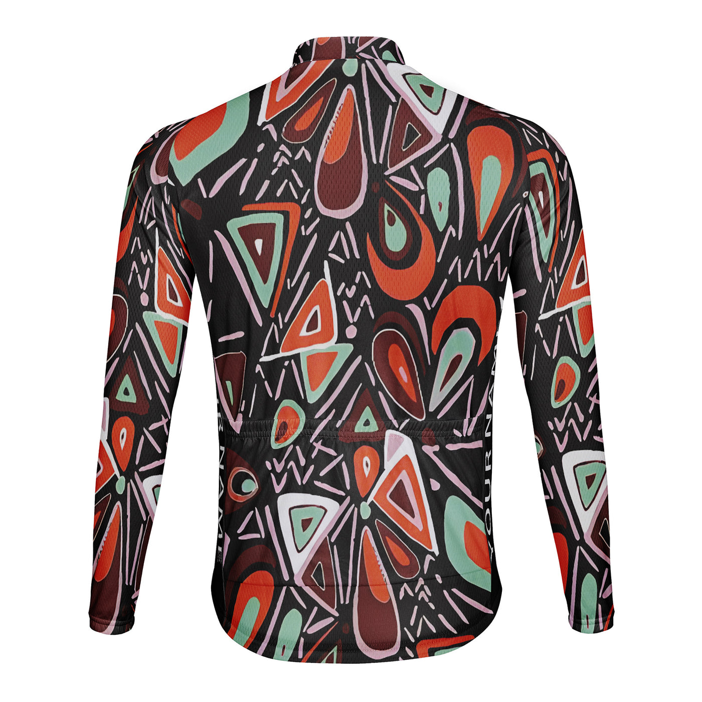 Customized Color Blocking Printing Pattern Men's Winter Thermal Fleece Cycling Jersey Long Sleeve