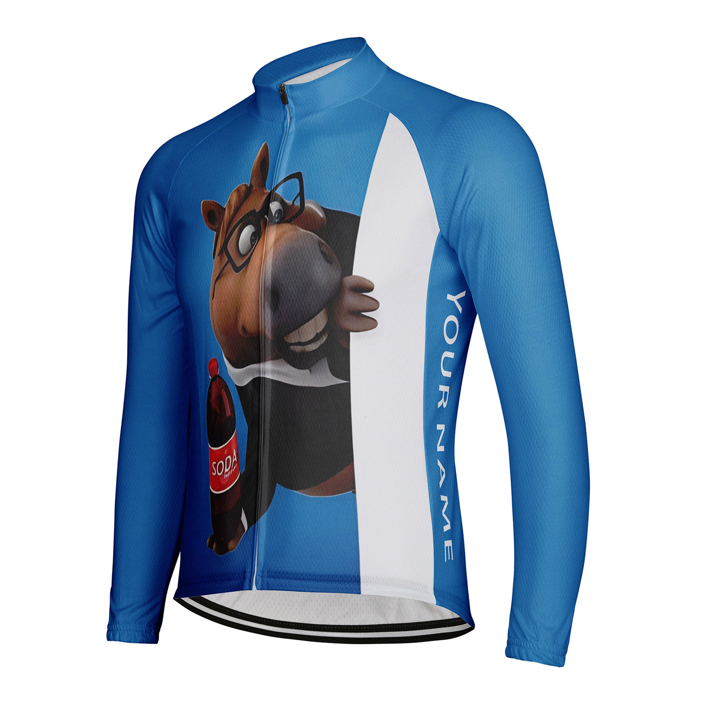 Customized Interesting Horse Men's Winter Thermal Fleece Cycling Jersey Long Sleeve
