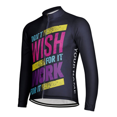 Customized Wish Work Men's Winter Thermal Fleece Cycling Jersey Long Sleeve