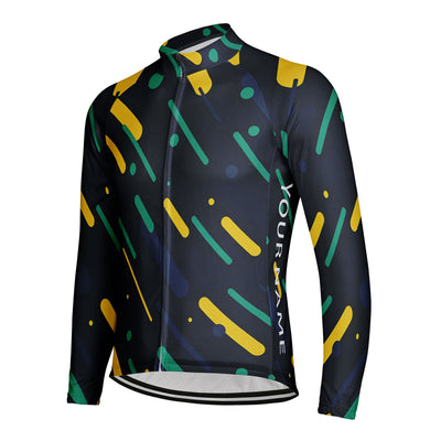 Customized Dark Blue Men's Winter Thermal Fleece Cycling Jersey Long Sleeve