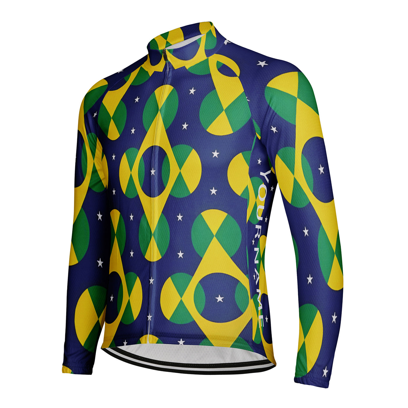 Customized Brazil Men's Winter Thermal Fleece Cycling Jersey Long Sleeve