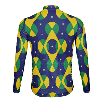 Customized Brazil Men's Winter Thermal Fleece Cycling Jersey Long Sleeve