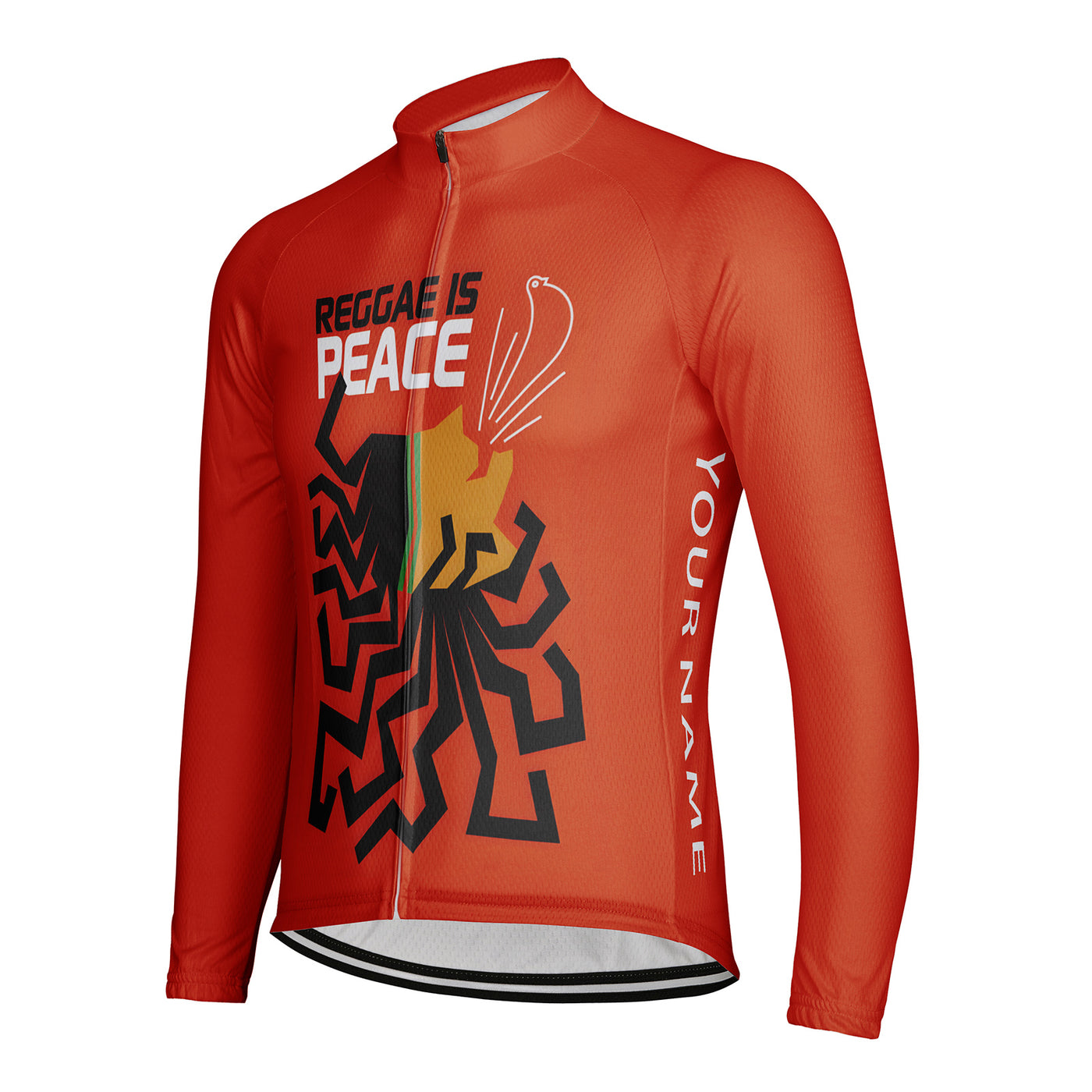 Customized Reggae Is Peace Men's Winter Thermal Fleece Cycling Jersey Long Sleeve