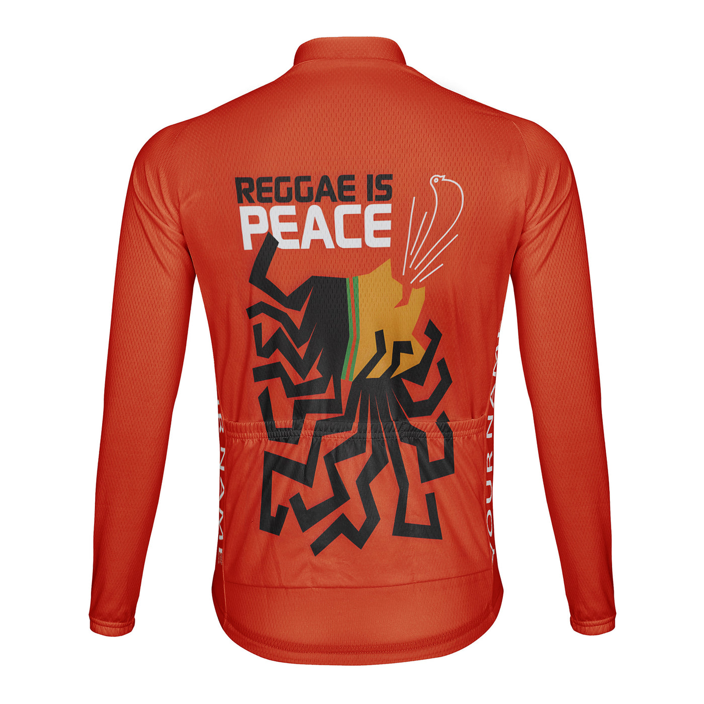 Customized Reggae Is Peace Men's Winter Thermal Fleece Cycling Jersey Long Sleeve