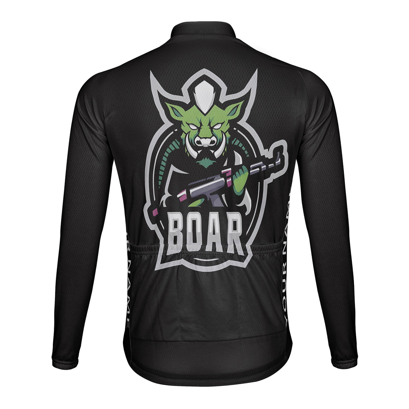 Customized Boar Men's Winter Thermal Fleece Cycling Jersey Long Sleeve