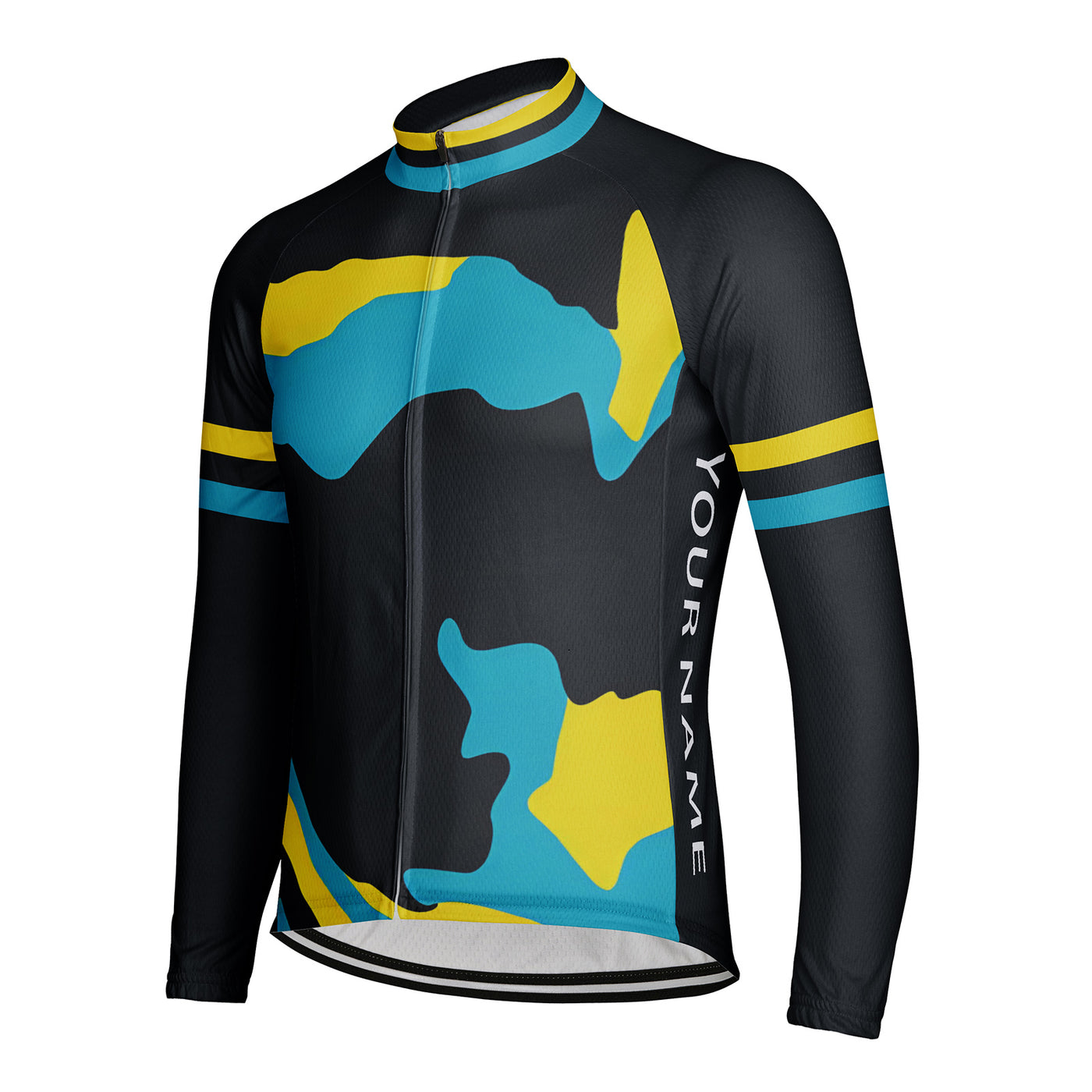 Customized Blue Yellow Men's Cycling Jersey Long Sleeve