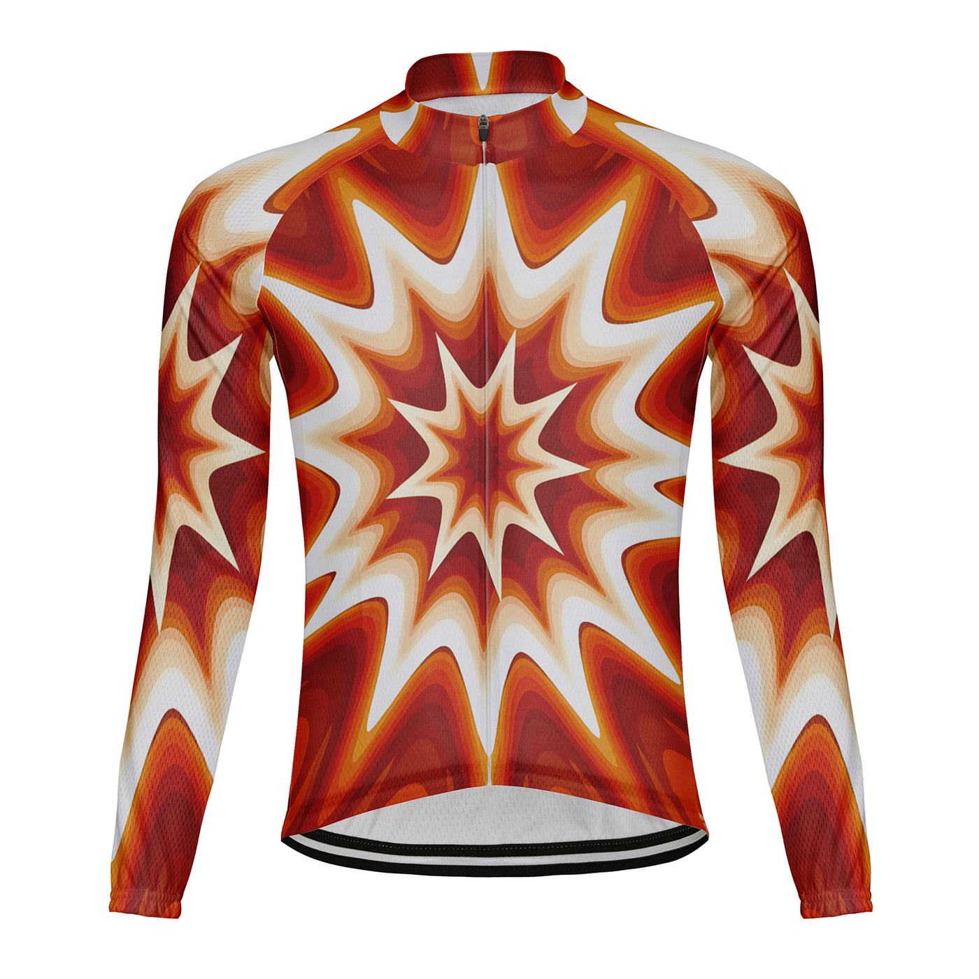 Customized White Explosion Ripple Men's Cycling Jersey Long Sleeve