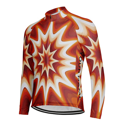 Customized White Explosion Ripple Men's Winter Thermal Fleece Cycling Jersey Long Sleeve