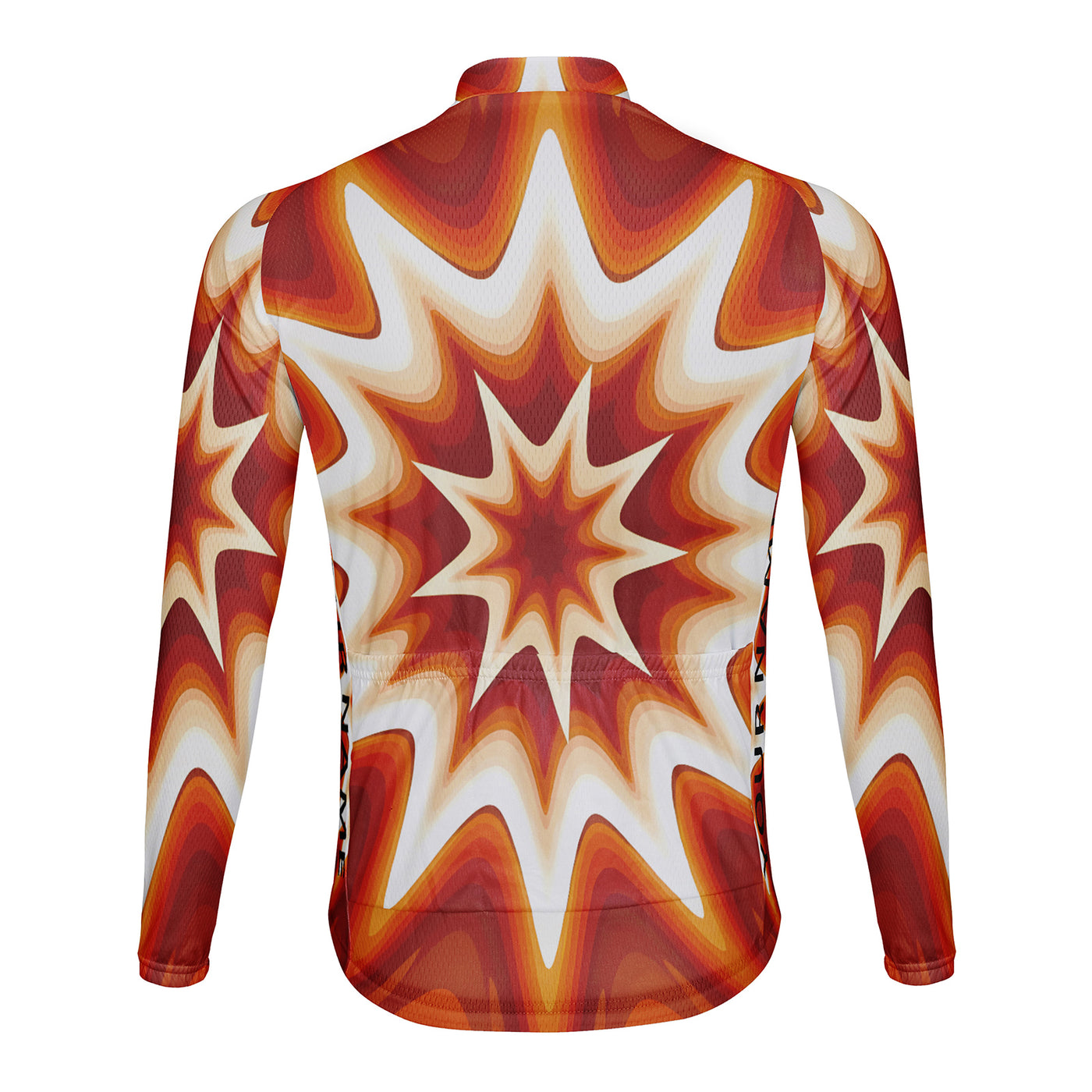 Customized White Explosion Ripple Men's Winter Thermal Fleece Cycling Jersey Long Sleeve