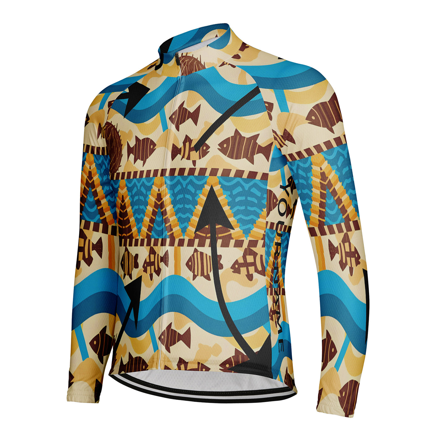 Customized Pacific Islander Weaving Men's Winter Thermal Fleece Cycling Jersey Long Sleeve