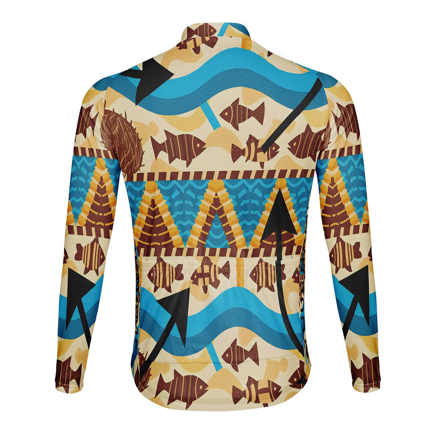 Customized Pacific Islander Weaving Men's Winter Thermal Fleece Cycling Jersey Long Sleeve