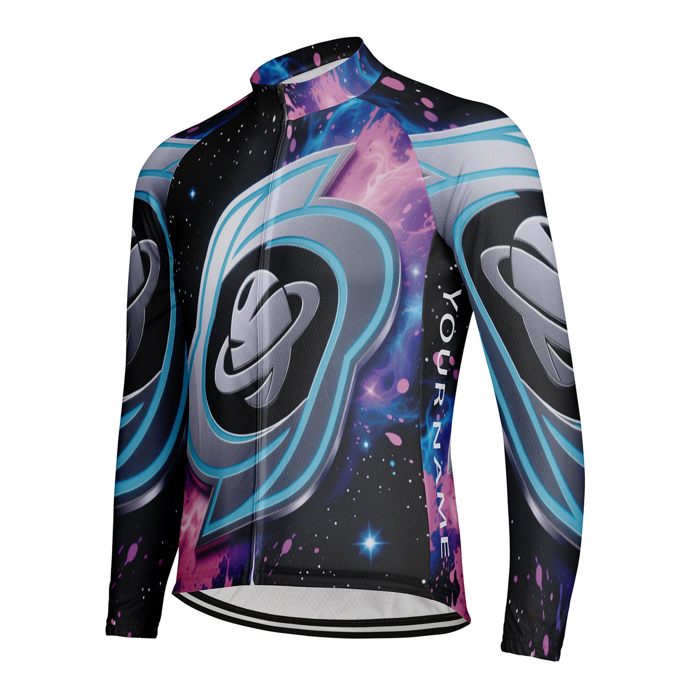 Customized Nasa Style Mission Badge Men's Winter Thermal Fleece Cycling Jersey Long Sleeve