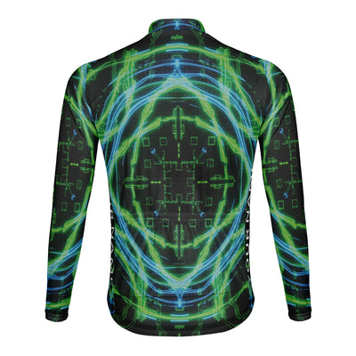 Customized Fluorescent Green Data Stream Men's Winter Thermal Fleece Cycling Jersey Long Sleeve