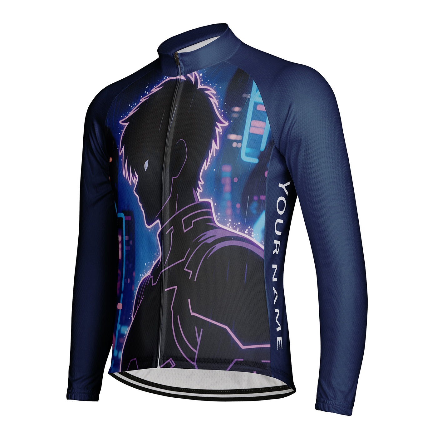 Customized Neon Glow Men's Winter Thermal Fleece Cycling Jersey Long Sleeve