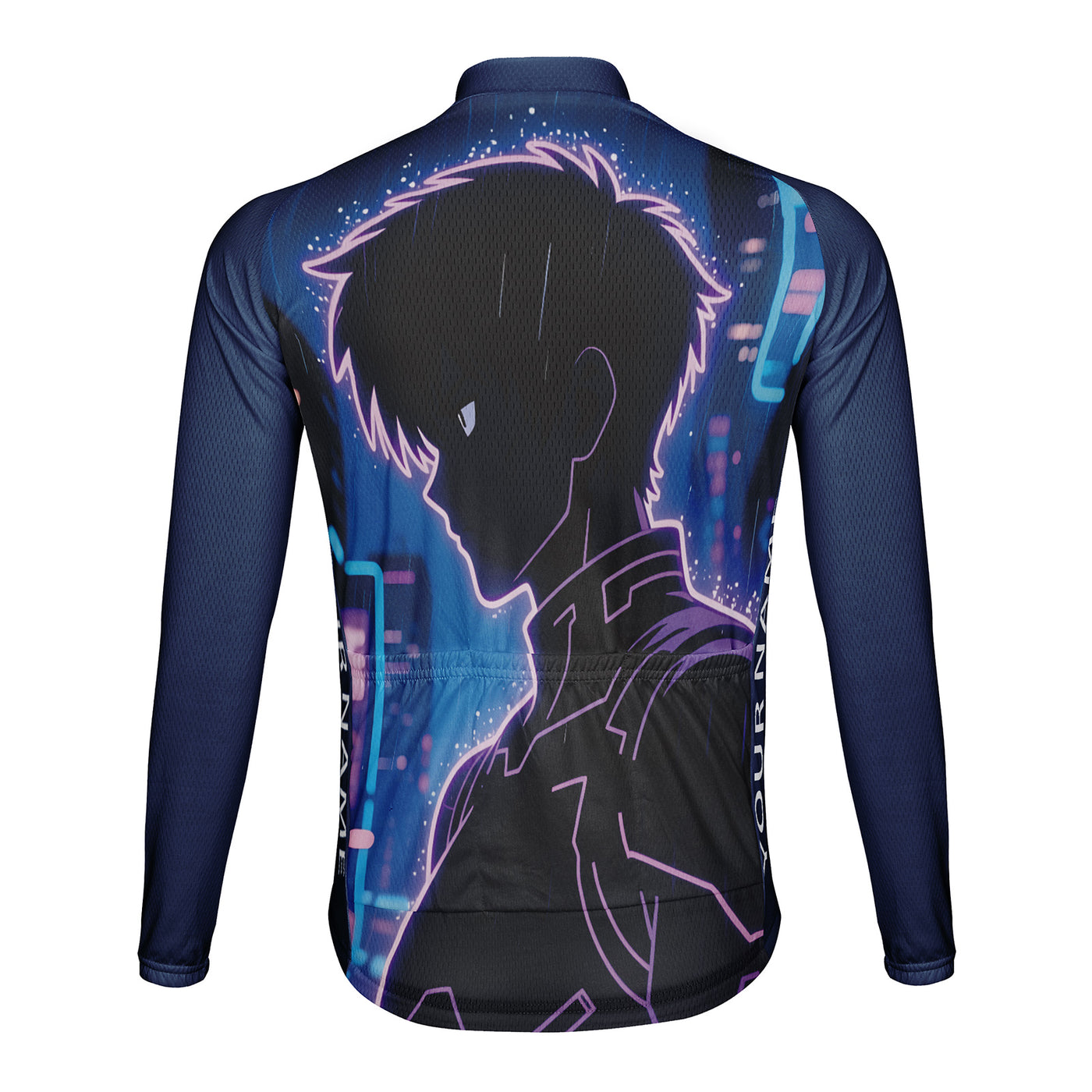 Customized Neon Glow Men's Winter Thermal Fleece Cycling Jersey Long Sleeve