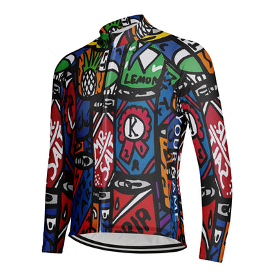 Customized Creative Easy Drag Cans Pattern Men's Cycling Jersey Long Sleeve