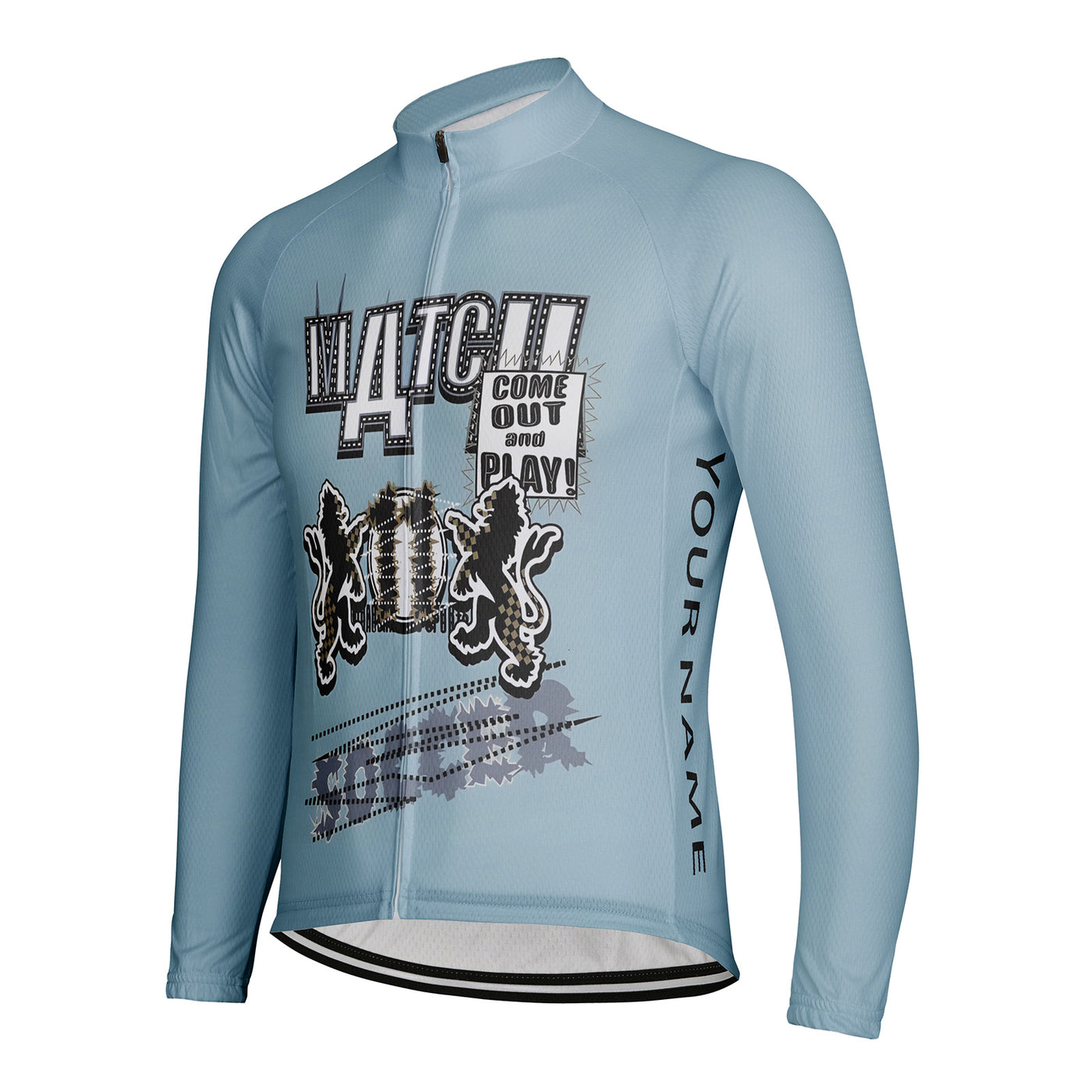 Customized Match Soccer Men's Winter Thermal Fleece Cycling Jersey Long Sleeve