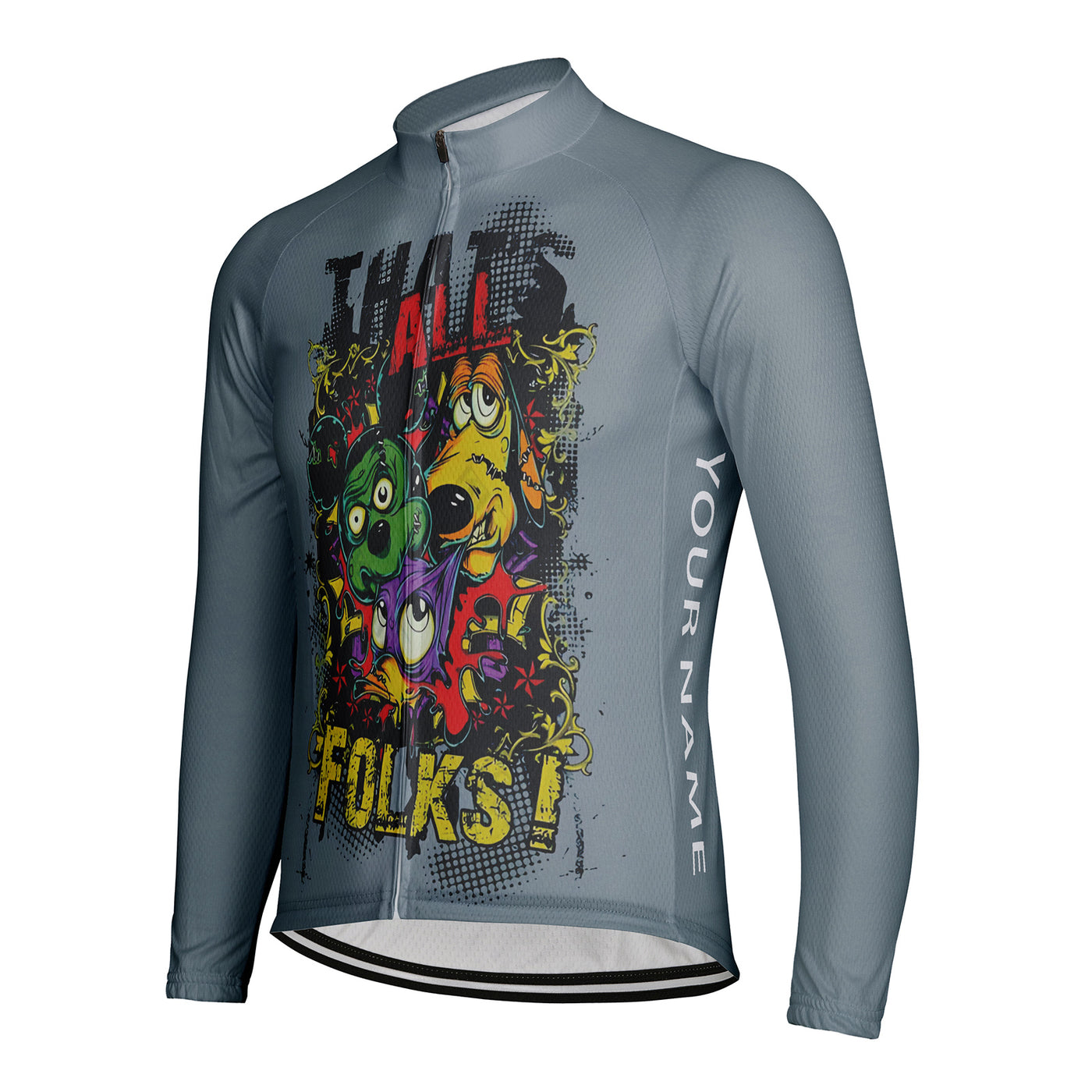 Customized All Folks Men's Winter Thermal Fleece Cycling Jersey Long Sleeve