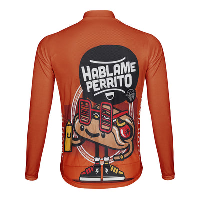 Customized Hablame Perrito Men's Winter Thermal Fleece Cycling Jersey Long Sleeve