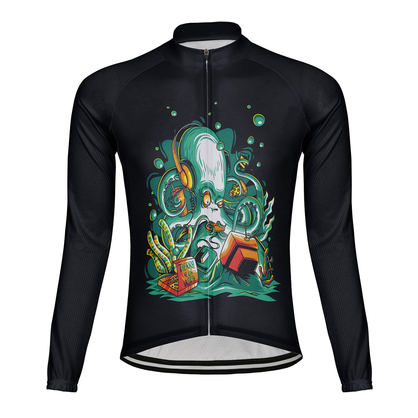 Customized Eight Claw Fish Men's Winter Thermal Fleece Cycling Jersey Long Sleeve