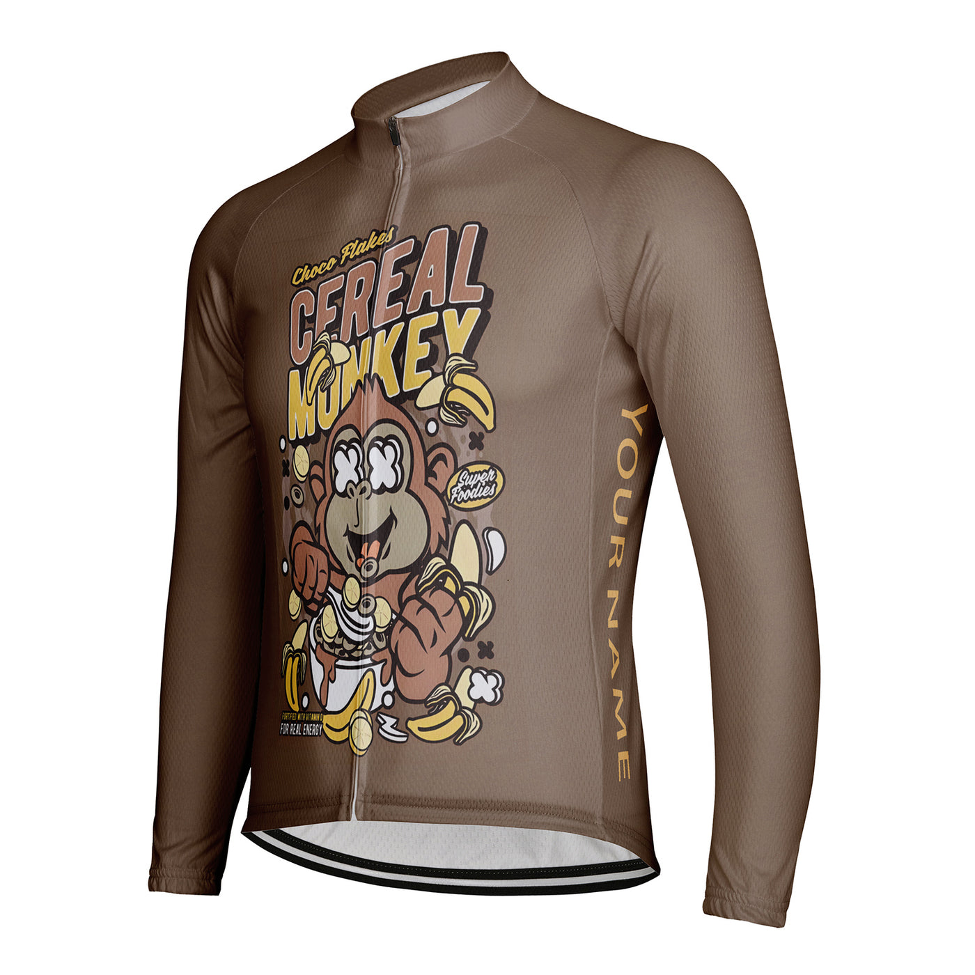 Customized Cereal Munkey Men's Winter Thermal Fleece Cycling Jersey Long Sleeve