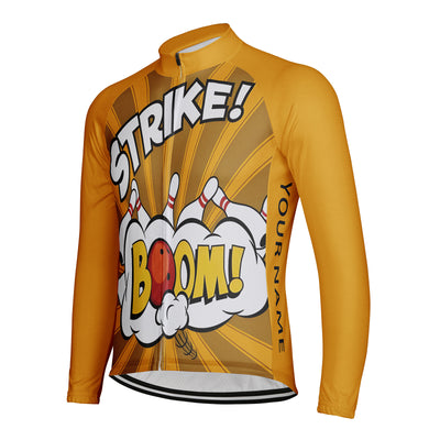 Customized Strike Men's Winter Thermal Fleece Cycling Jersey Long Sleeve