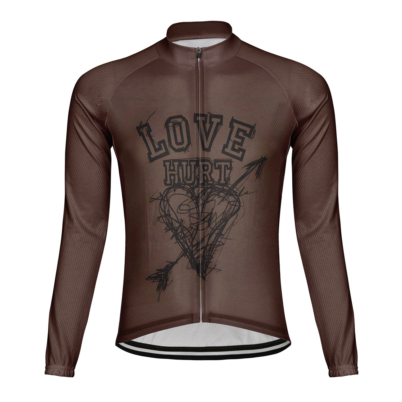 Customized Love Hurt Men's Winter Thermal Fleece Cycling Jersey Long Sleeve