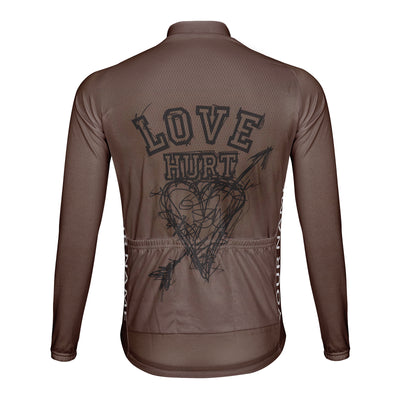 Customized Love Hurt Men's Winter Thermal Fleece Cycling Jersey Long Sleeve