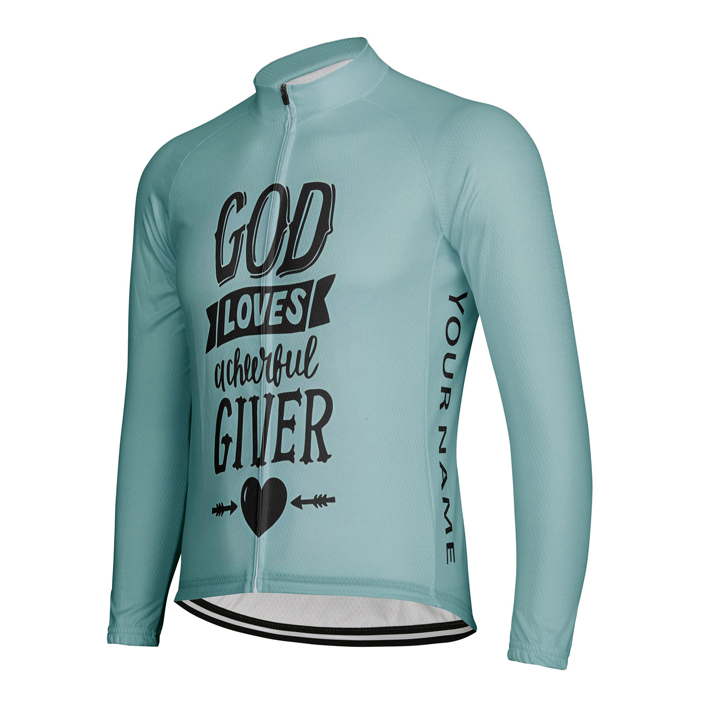 Customized God Loves Giver Men's Winter Thermal Fleece Cycling Jersey Long Sleeve