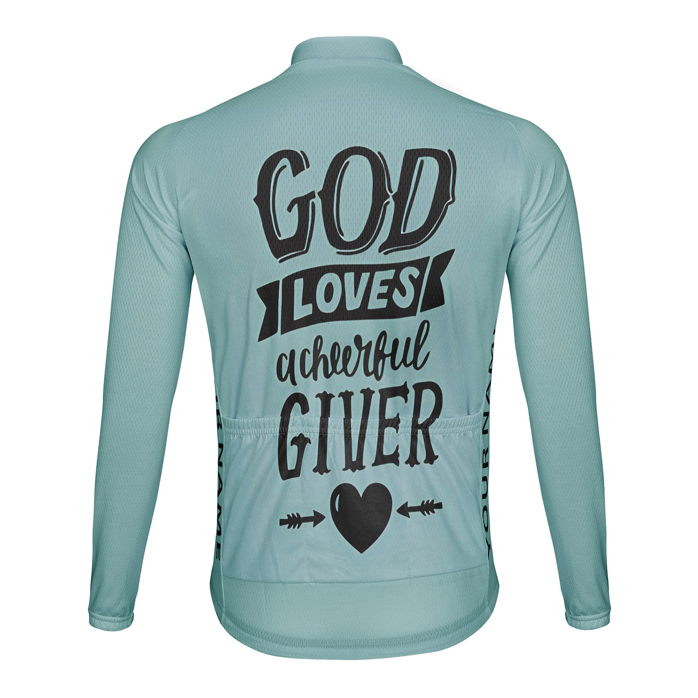 Customized God Loves Giver Men's Winter Thermal Fleece Cycling Jersey Long Sleeve