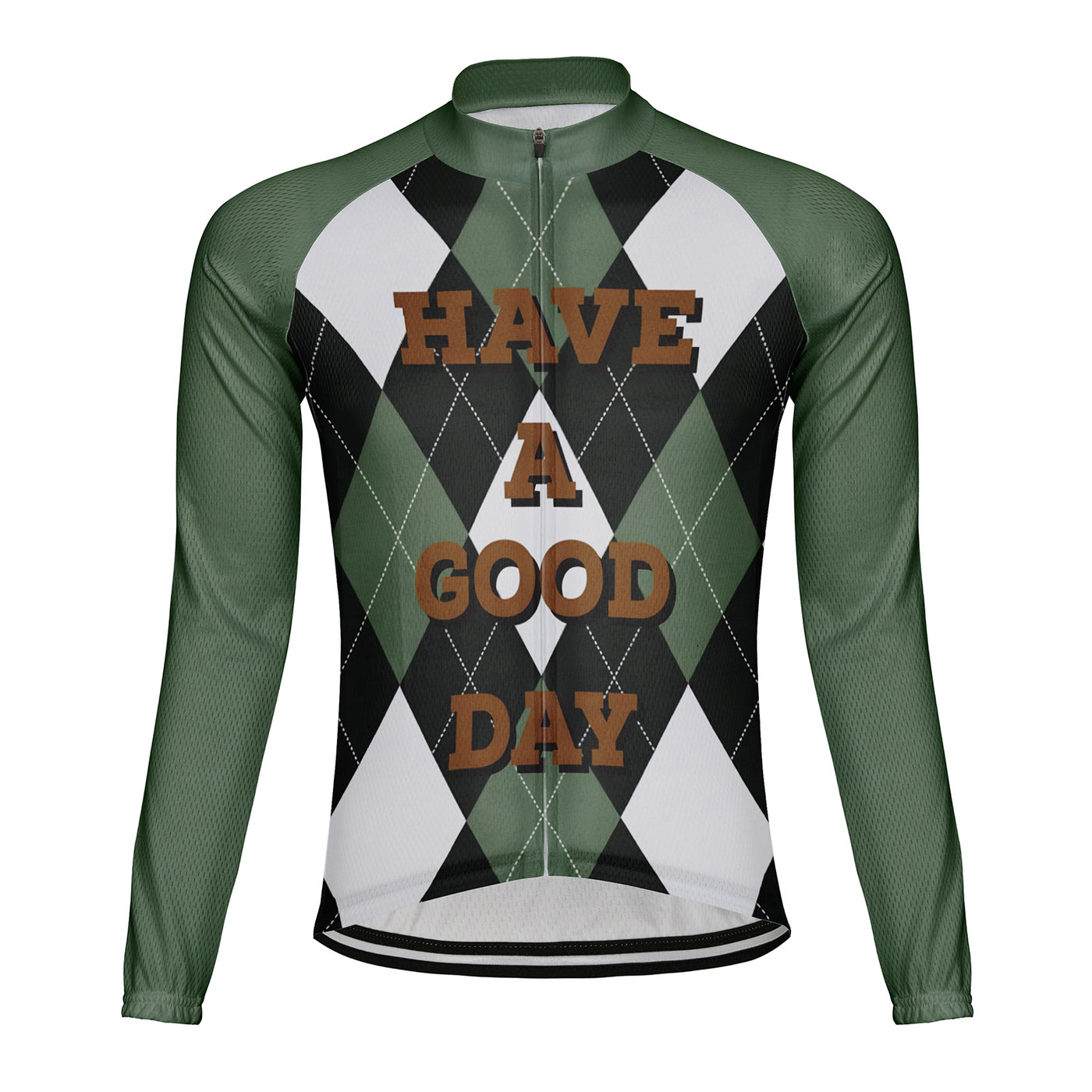 Customized Have A Good Day Men's Winter Thermal Fleece Cycling Jersey Long Sleeve