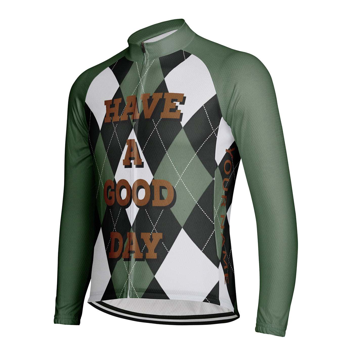 Customized Have A Good Day Men's Winter Thermal Fleece Cycling Jersey Long Sleeve