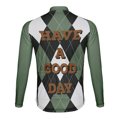 Customized Have A Good Day Men's Winter Thermal Fleece Cycling Jersey Long Sleeve