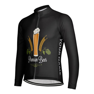 Customized beer Men's Winter Thermal Fleece Cycling Jersey Long Sleeve