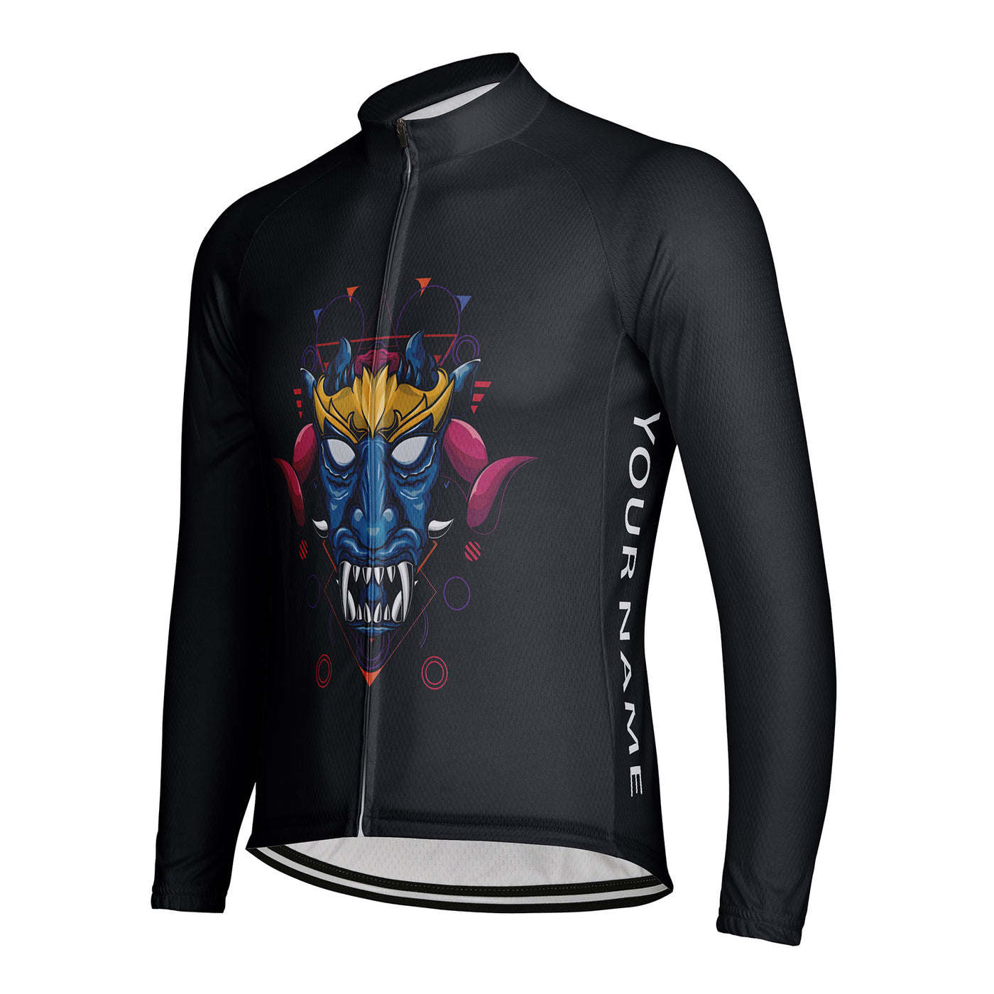 Customized Blue Faced Demon Head Men's Cycling Jersey Long Sleeve
