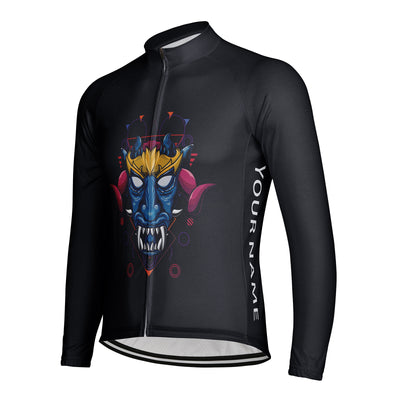Customized Blue Faced Demon Head Men's Cycling Jersey Long Sleeve