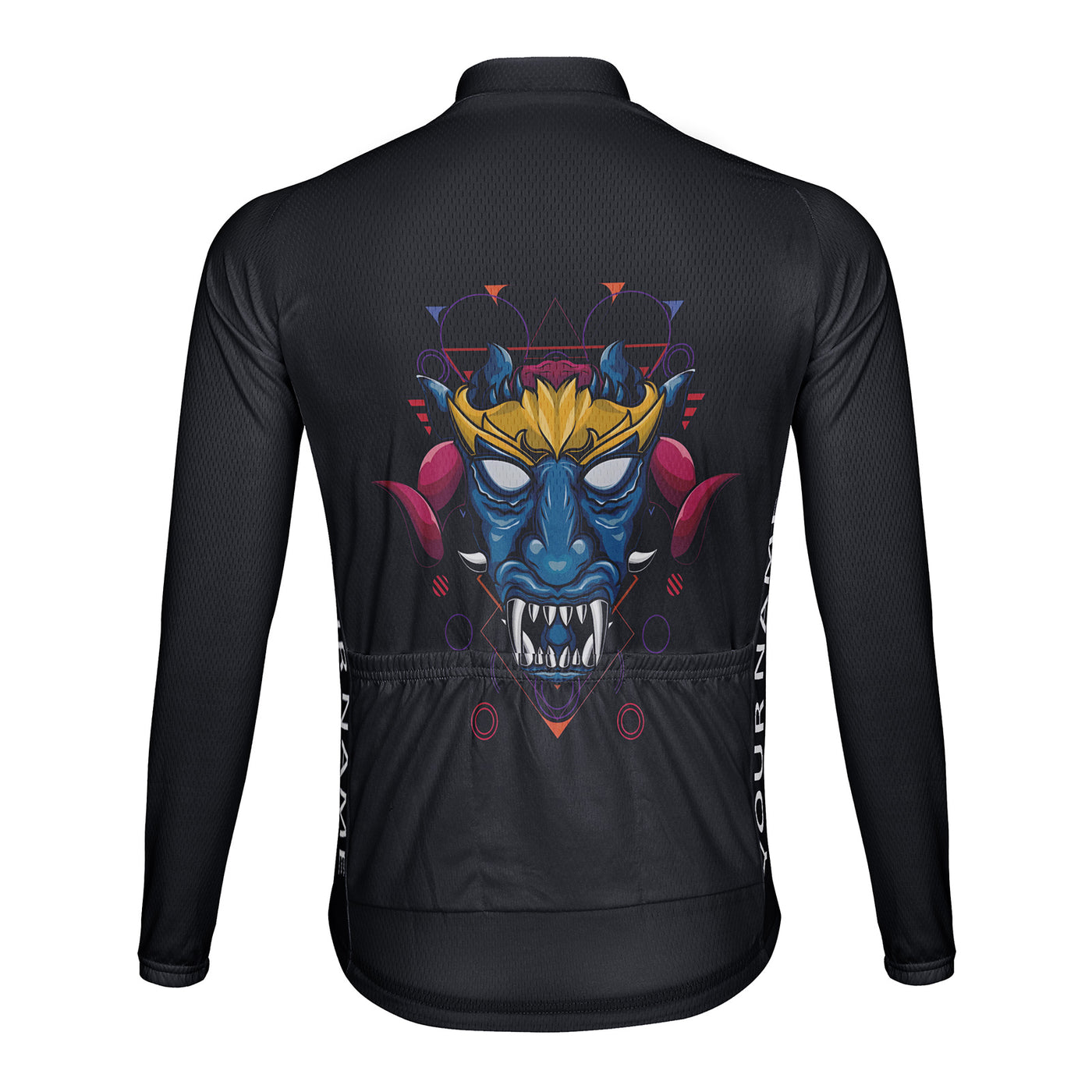 Customized Blue Faced Demon Head Men's Cycling Jersey Long Sleeve