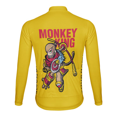 Customized Monkey King Men's Winter Thermal Fleece Cycling Jersey Long Sleeve
