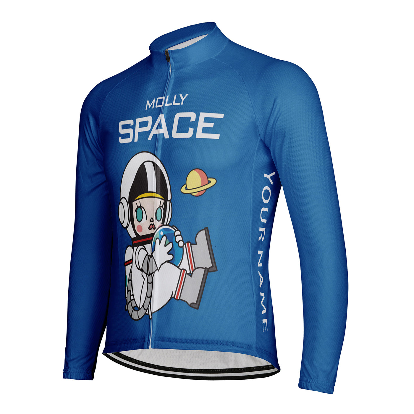 Customized Space Men's Winter Thermal Fleece Cycling Jersey Long Sleeve