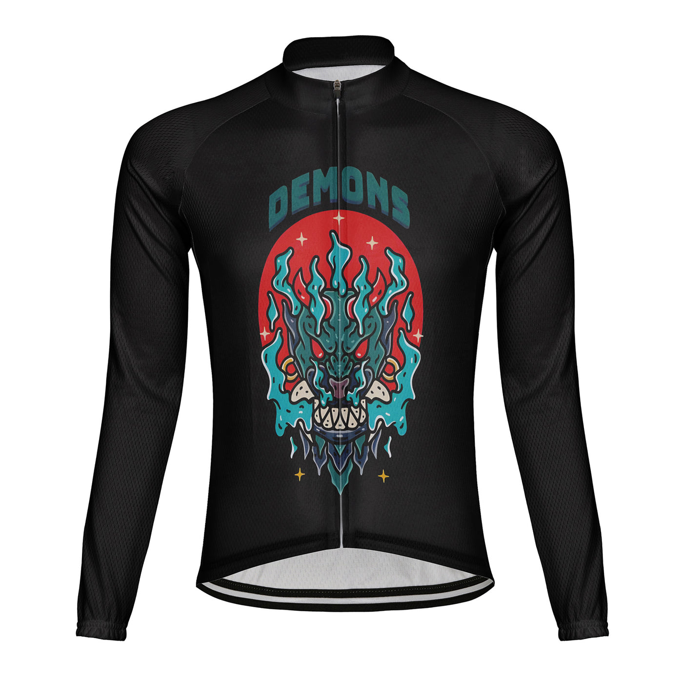 Customized Demons Men's Winter Thermal Fleece Cycling Jersey Long Sleeve