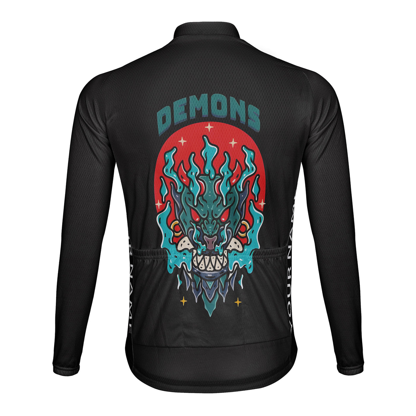 Customized Demons Men's Winter Thermal Fleece Cycling Jersey Long Sleeve