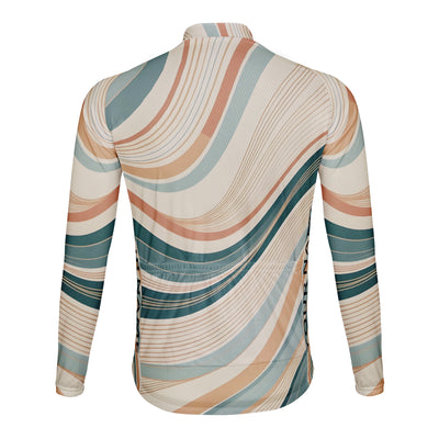 Customized The Symphony Of Warm Blue And Orange Waves Men's Cycling Jersey Long Sleeve