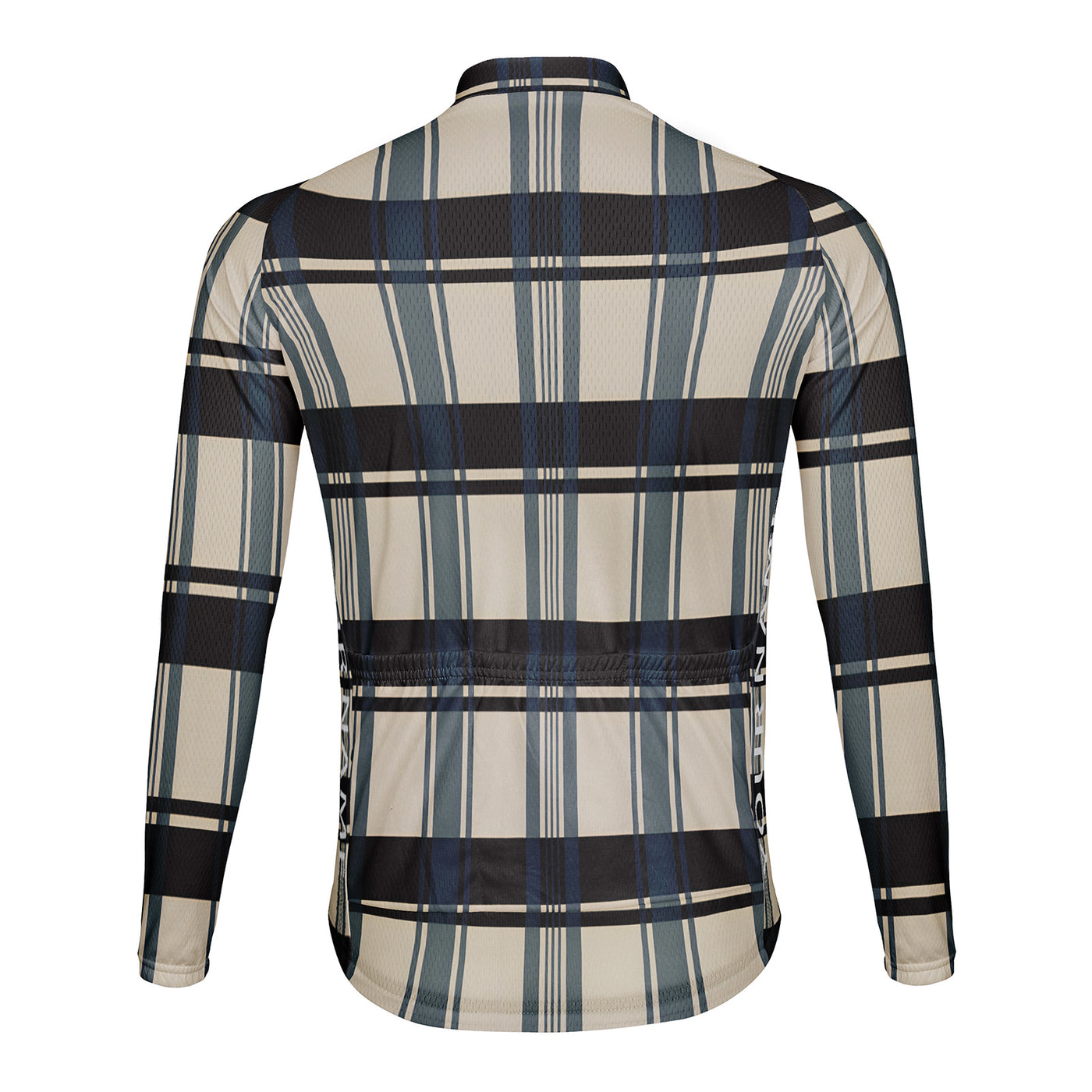 Customized Grid Stripes Men's Winter Thermal Fleece Cycling Jersey Long Sleeve