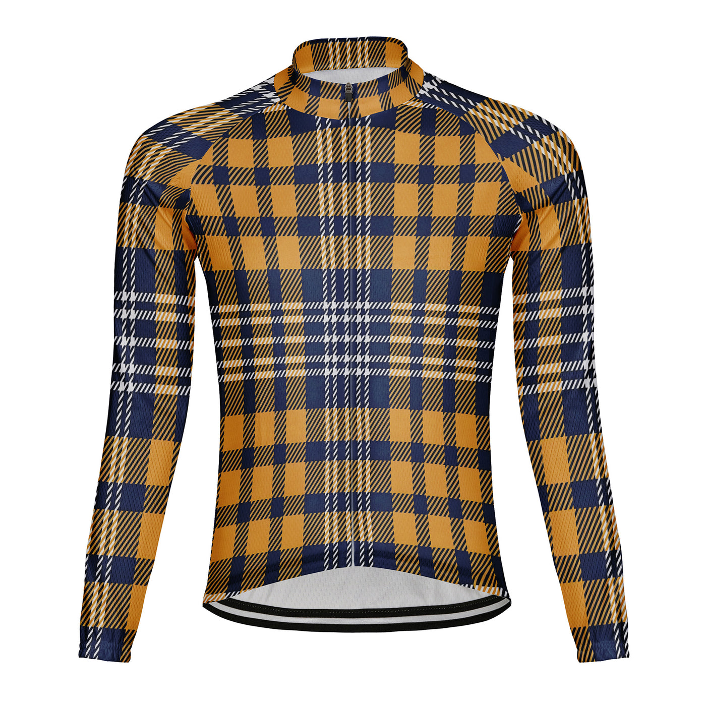 Customized Grid Stripes Men's Winter Thermal Fleece Cycling Jersey Long Sleeve