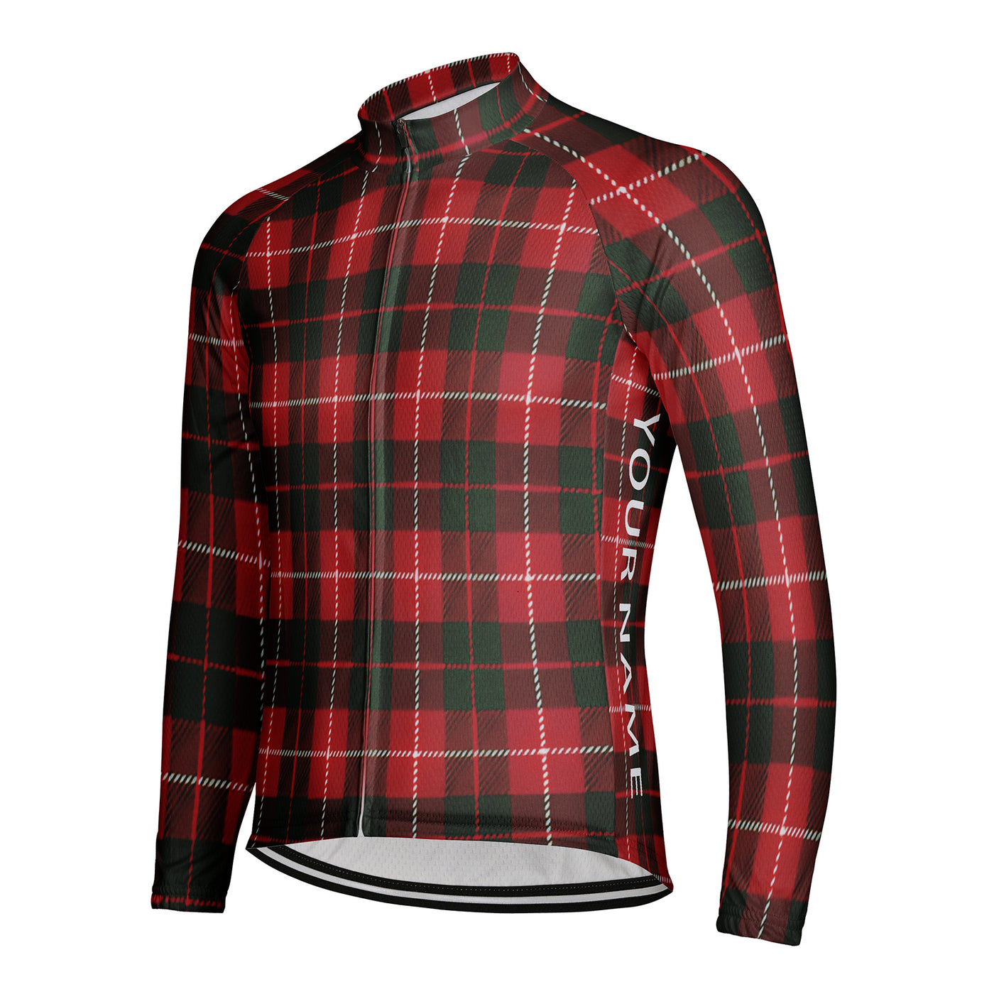 Customized Grid Stripes Men's Winter Thermal Fleece Cycling Jersey Long Sleeve